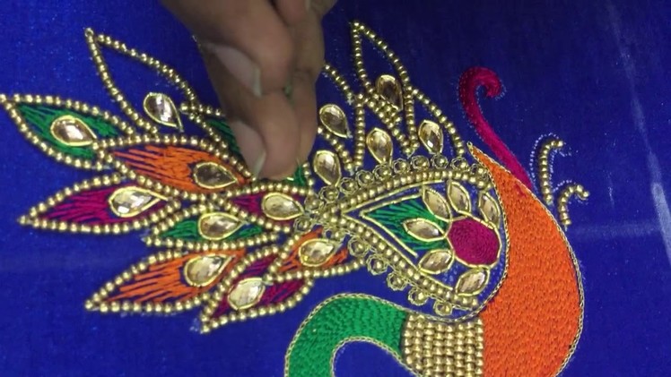 Making of peacock embroidery