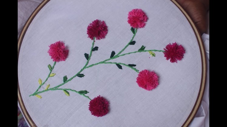 Pom pom flower stitch design | Hand Embroidery Designs Pom pom stitch