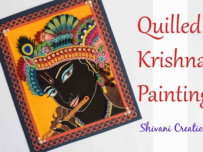 Quilled Krishna Painting. Ornamental Quilling. Poster Coloer Painting
