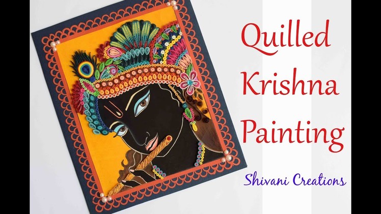 Quilled Krishna Painting. Ornamental Quilling. Poster Coloer Painting