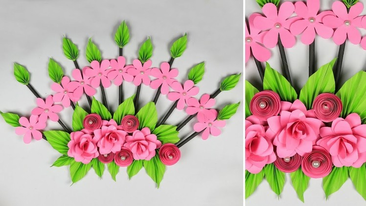 Wall Decoration Ideas: Paper Flower Wall Hanging | Craft ideas for home decor