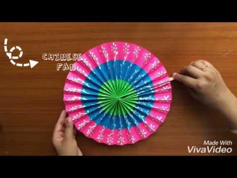 How to make Chinese fan using craft papers & ice cream stick. best of waste DIY  idea