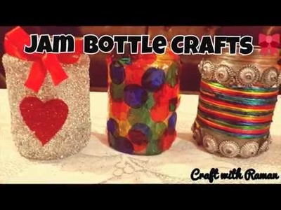 Jam Bottle Craft|| Best out of waste|| Flower Pot|| Candle holder|| Craft with Raman