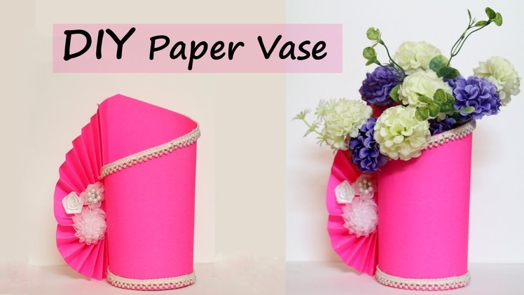 Paper Flower Vase Making | Easy Paper Craft | DIY Home Decor Ideas
