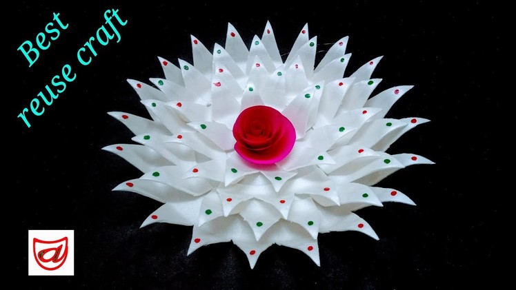 Home decorating flower from Disposable plate | DIY Thermocol sheet craft