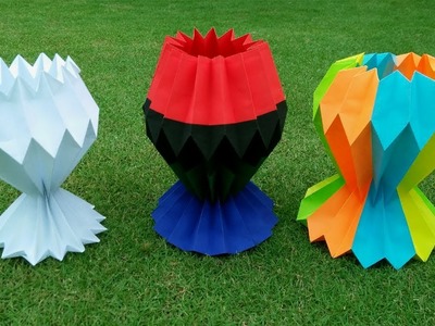 How To Make A Multicolor Paper Flower Vase - DIY Easy Paper Craft