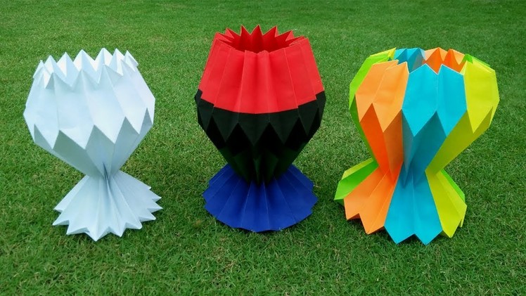 How To Make A Multicolor Paper Flower Vase - DIY Easy Paper Craft