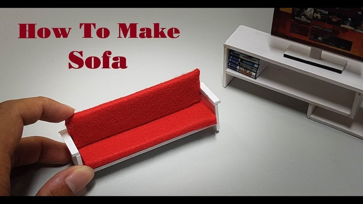 Miniature - How to Make Tini Sofa For Dollhouse Using Popsicle Sticks - Craft For Kid