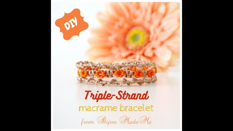 DIY easy crafts for teens. How to make easy triple strand macrame bracelet. DIY macrame bracelet