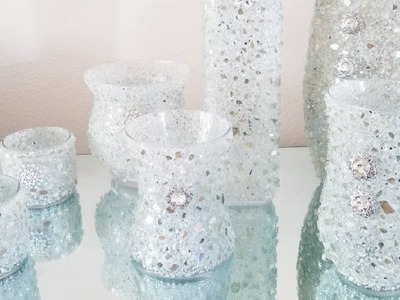 DIY | REVAMPING UPCYCLED BLING VASES USING LARGER PIECES OF CRUSHED GLASS 2018
