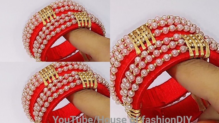 How To Make Designer Bangles.Silk thread Bangles.Pearl Bangles. !