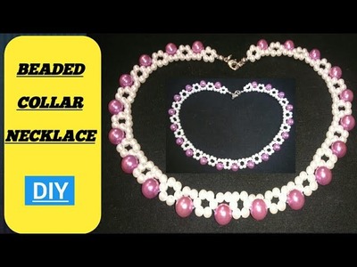 HOW TO MAKE PURPLE PEARL NECKLACE????COLLAR NECKLACE????JEWELRY MAKING????DIY TUTORIAL (2018)