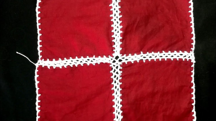 কাপড়ে কুশির কাজ.Crochet Border on cloth (part:2).Crochet craft