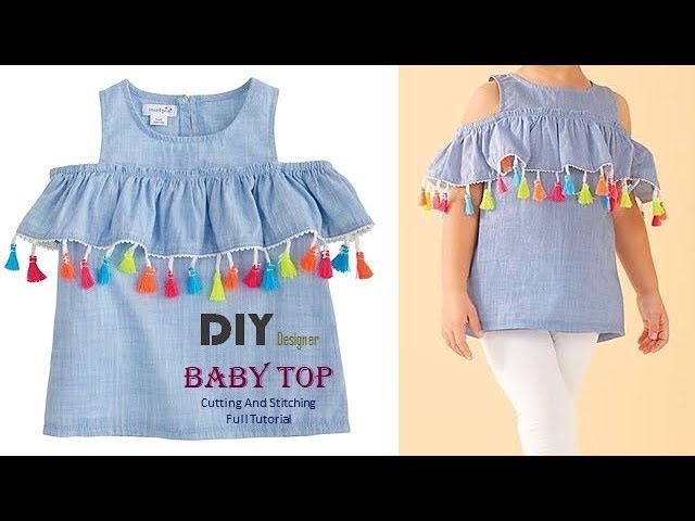 DIY Designer Cold Sleeves Top For Baby Girl Full tutorial