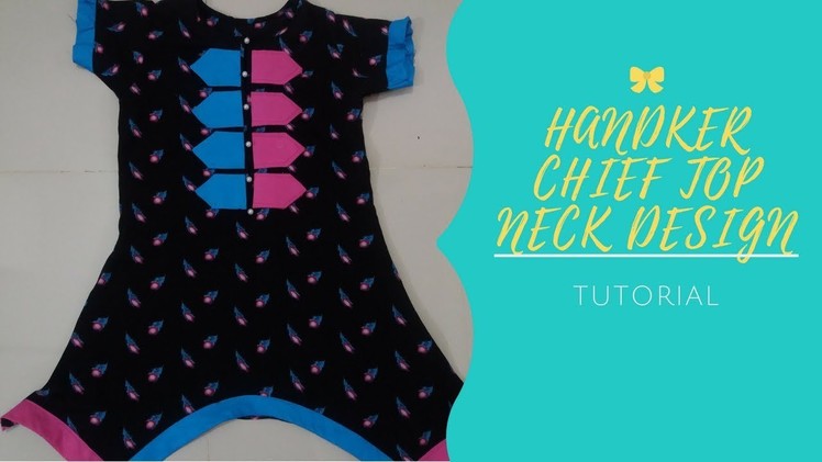 DIY.Handkerchief pattern kurti with stylish neck design.STYLISH dress design for girls
