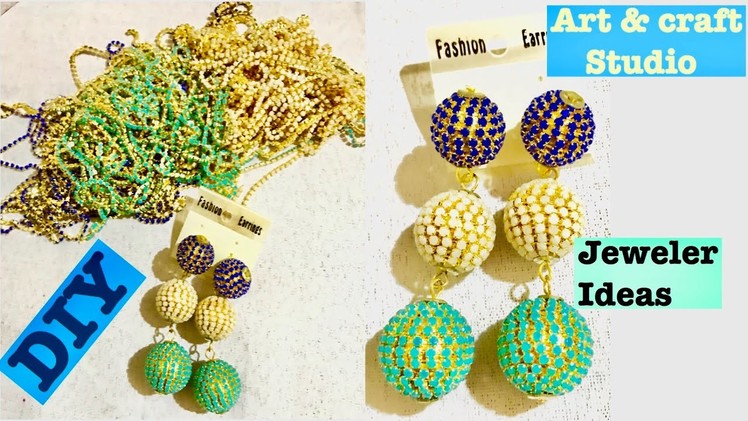 DIY Handmade Diamond Balls Drop Earring, Dangle Earrings, trendy jewelry diy ideas