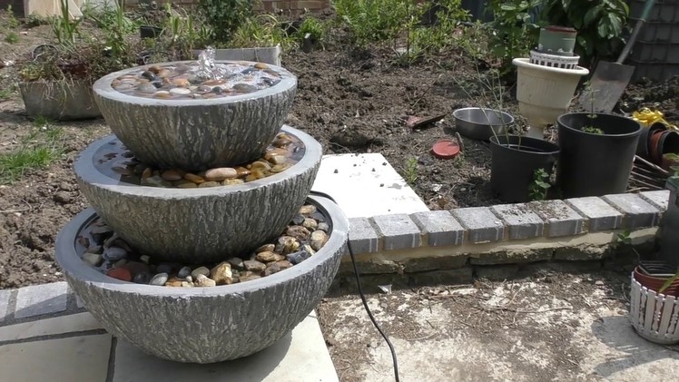 Home Made 3 Tiered Fountain Garden Water Feature DIY PROJECT 'HOW TO' TUTORIAL Stones Pebbles Rocks