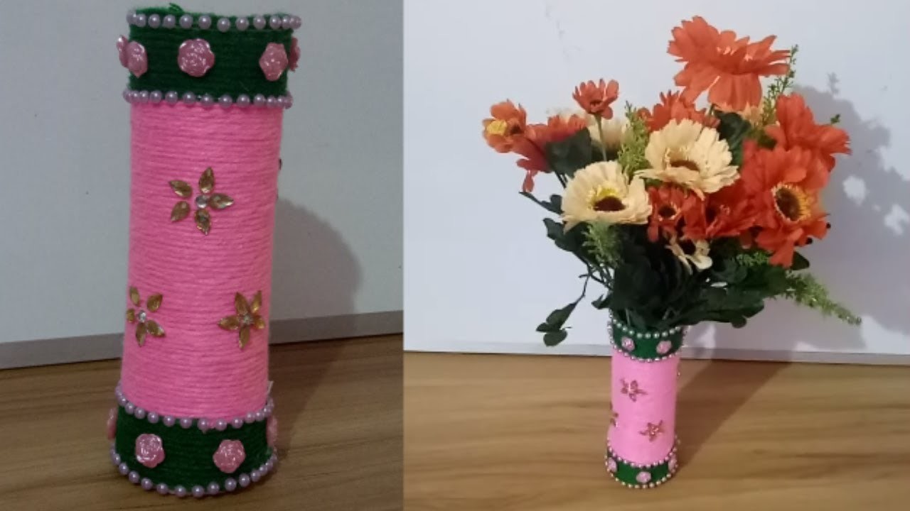 How to make flower vase from plastic bottles.DIY Best out of waste.