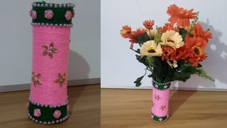 How to make flower vase from plastic bottles.DIY Best out of waste.