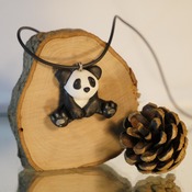 Panda Bear Necklace Animal Black White Jewellery Accessories Handmade Wildlife Nature