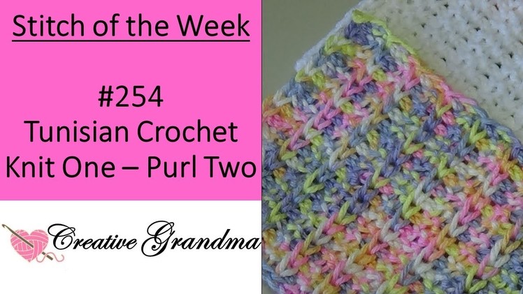 Stitch of the Week # 254 Tunisian CROCHET Knit One Purl Two Crochet Pattern