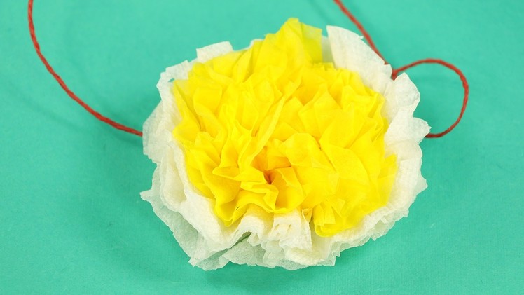 Tissue Paper Flower - White Yellow Paper Flower DIY Tutorial