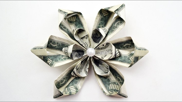 Beautiful Money BOW - FLOWER Origami Dollar Tutorial DIY No glue and tape (NProkuda)