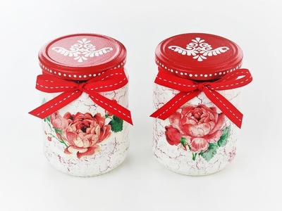 Decoupage jars with easy crackles - Decoupage tutorial - DIY - Do It Yourself