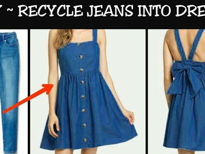 DIY : Convert.Reuse Old Men's Jeans into DENIM DRESS (HINDI)