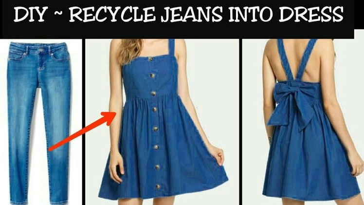 DIY : Convert.Reuse Old Men's Jeans into DENIM DRESS (HINDI)