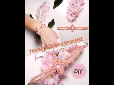 DIY easy floral bracelet. How to make easy macrame flower. DIY macrame bracelet.