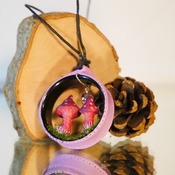 Mushroom Necklace Pink Purple Fungi Nature Grass Jewellery Mushie Mushrooms Accessories