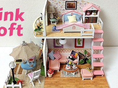 DIY Miniature Dollhouse Kit Pink Loft