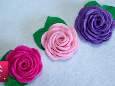Felt Rose - DIY : How to make easy felt rose . Spring crafts - Kids Crafts.