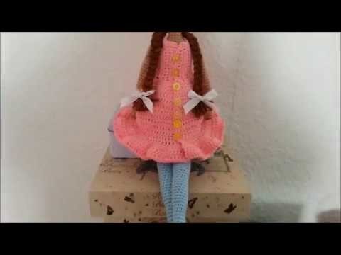 How to crochet easy doll dress.tilda dress crochet
