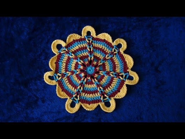 How to Crochet Spinning Wheel Doily Pattern #732│by ThePatternFamily