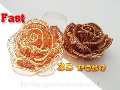 3D rose from copper wire - Flower jewelry - Fast version 358