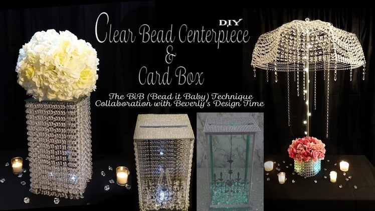 Clear Bead Centerpiece & Card Box. Sweet 16 Decor. Quiceanera Decor. Wedding Decor