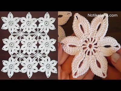 Crochet flower tutorial How to join motifs