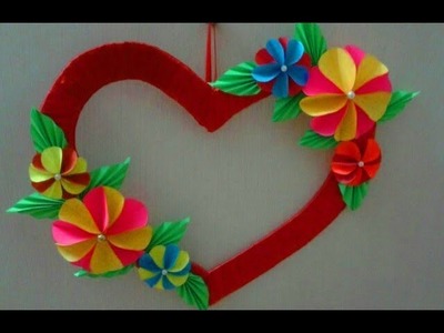DIY Easy Heart Wall Hanging . Heart Shape Wall Hanging Craft ideas - Easy Wall decoration