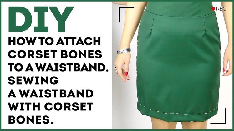 DIY: How to attach corset bones to a waistband. Sewing a waistband with corset bones.