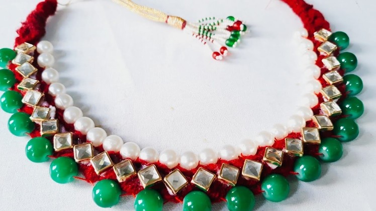 (DIY)HOW TO MAKE BEAUTIFUL WOLLEN THREAD NECKLACE.HANDMADE JEWELLERY.HOORIYA STYLE