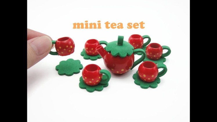 DIY Miniature Doll Mini Strawberry Tea Set - Easy !