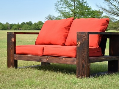 DIY Modern Outdoor Sofa -  Shou Sugi Ban | Limited Tools | Free Plans