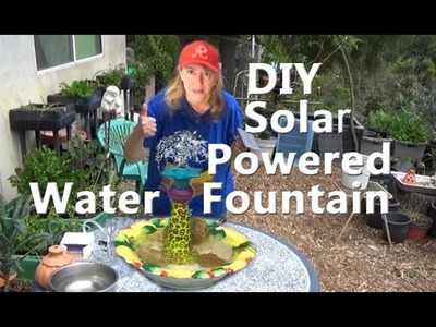 DIY Solar Water Fountain Candle Stick. Bowl Sun Powered Birdbath Garden Pond Attracting Birds