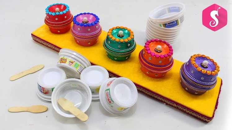Ice Cream Cups Craft | Waste Material reusing idea | Best out of waste recycling Ice cream Cups