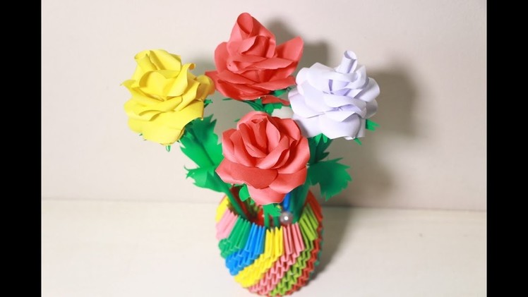 Make origami flower rose | Step By Step Tutorial | origami Rose flower bouquet
