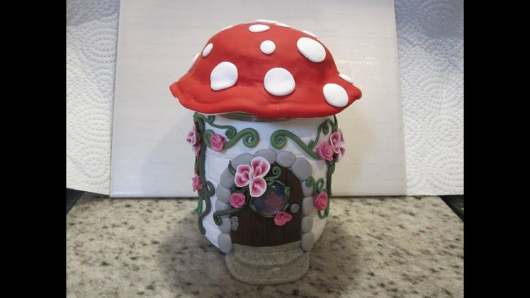 Polymer clay fairy mushroom house