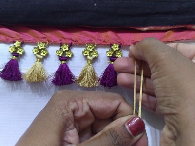 Saree kuchu with flower beads I Saree tassels making I Saree Gonde design