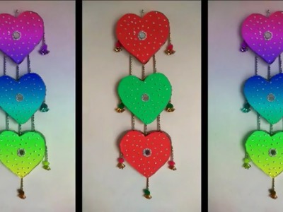 DIY - HOW TO MAKE HEART SHAPE WALL HANGING FROM THERMOCOL  || DIY HEART SHAPE TORAN MAKING AT HOME